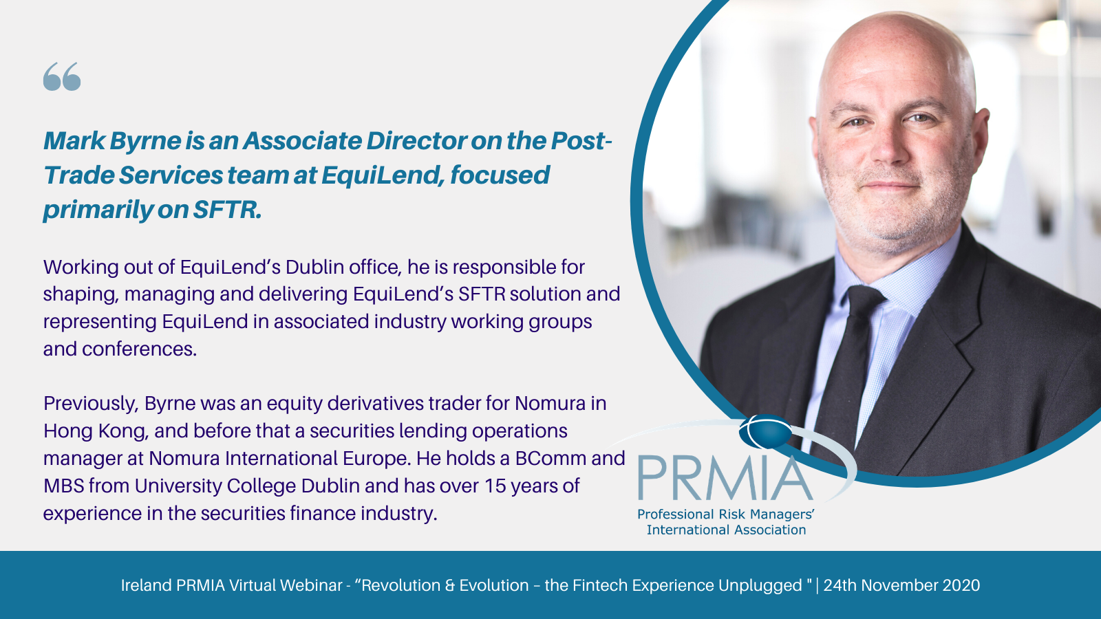 PRMIA Ireland Webinar - “Revolution & Evolution – the Fintech ...