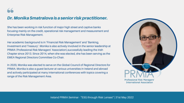 PRMIA - ESG through Risk Lenses - Speaker Monika Smatralova