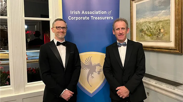 Andrew Adamson and Alan Bluett, The Panel, attends the IACT annual black-tie gala dinner.